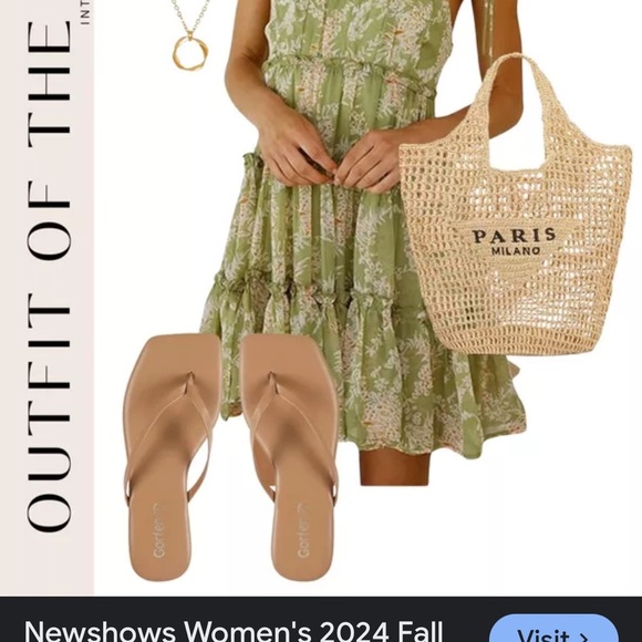 Floral Green Babydoll Dress Y2K Fairy - Picture 3 of 5